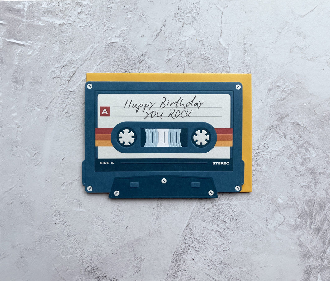 Heyyy Cards ‘Taking Shape’ You Rock Die Cut Casette Birthday Card