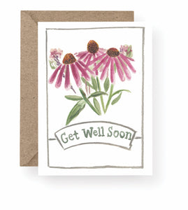 Western Sketch Echinacea Get Well Card