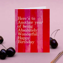 Load image into Gallery viewer, Floh Here's to Another Year (Watermelon Stripes) Birthday Card
