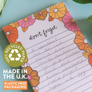 Good Tuesday To Do List Pad / Retro Floral