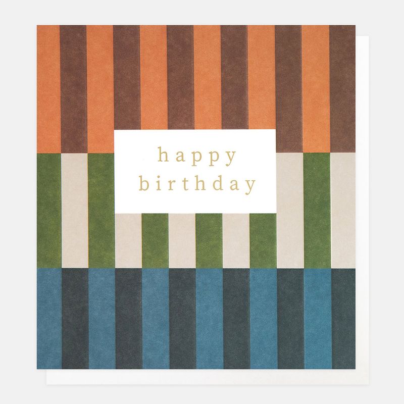 Caroline Gardner Multi Stripe Happy Birthday Card