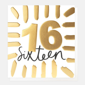 Caroline Gardner Gold Brushstrokes 16th Birthday Card