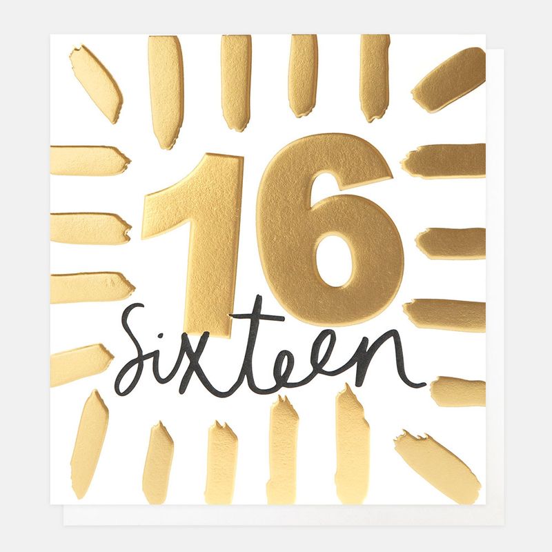 Caroline Gardner Gold Brushstrokes 16th Birthday Card