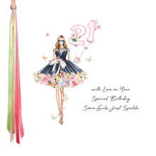 Load image into Gallery viewer, Five Dollar Shake Ribbons &amp; Roses Age 21 With Love On Your Special Birthday Some Girls Just Sparkle Card

