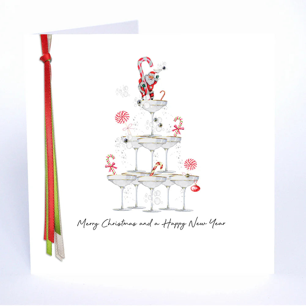 Five Dollar Shake Ribbon Candy Champagne Christmas Card