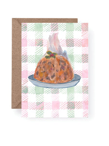 Western Sketch Figgy Pudding Gingham Christmas Card