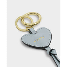 Load image into Gallery viewer, Katie Loxton Heart Bag Charm Keyring / Happy / Moonstone Blue
