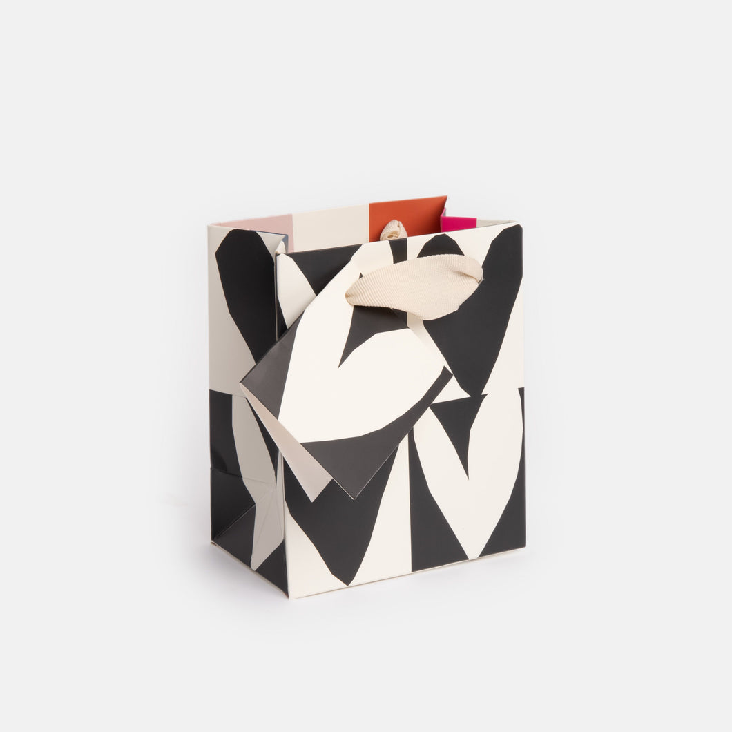 Caroline Gardner Mono Checkmate Heart Small Gift Bag
