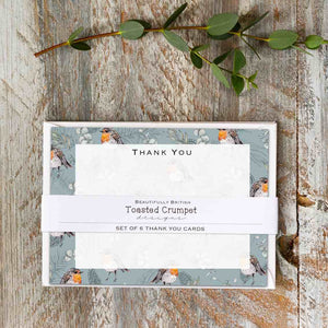 Toasted Crumpet Robin & Eucalyptus Set of 6 Thank You Cards