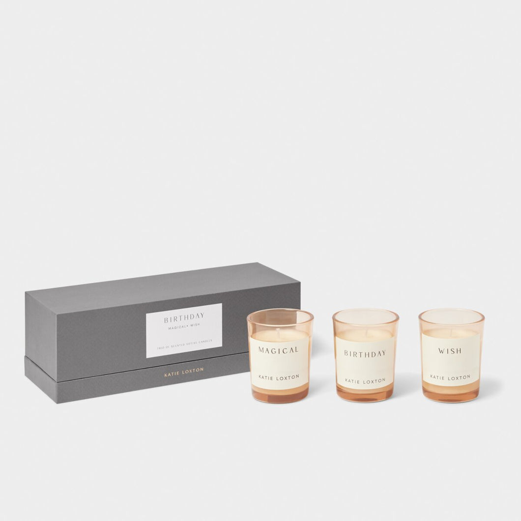 Katie Loxton Trio Votive Set / Birthday