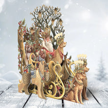 Load image into Gallery viewer, Paper D’Art Santa’s Dog Sleigh, 3D Pop Up Christmas Greetings Card
