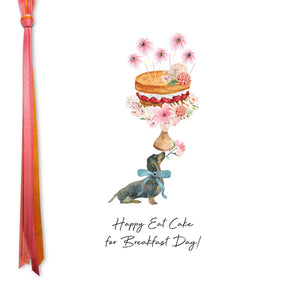 Five Dollar Shake Ribbon & Roses Happy Eat Cake For Breakfast Day! Card
