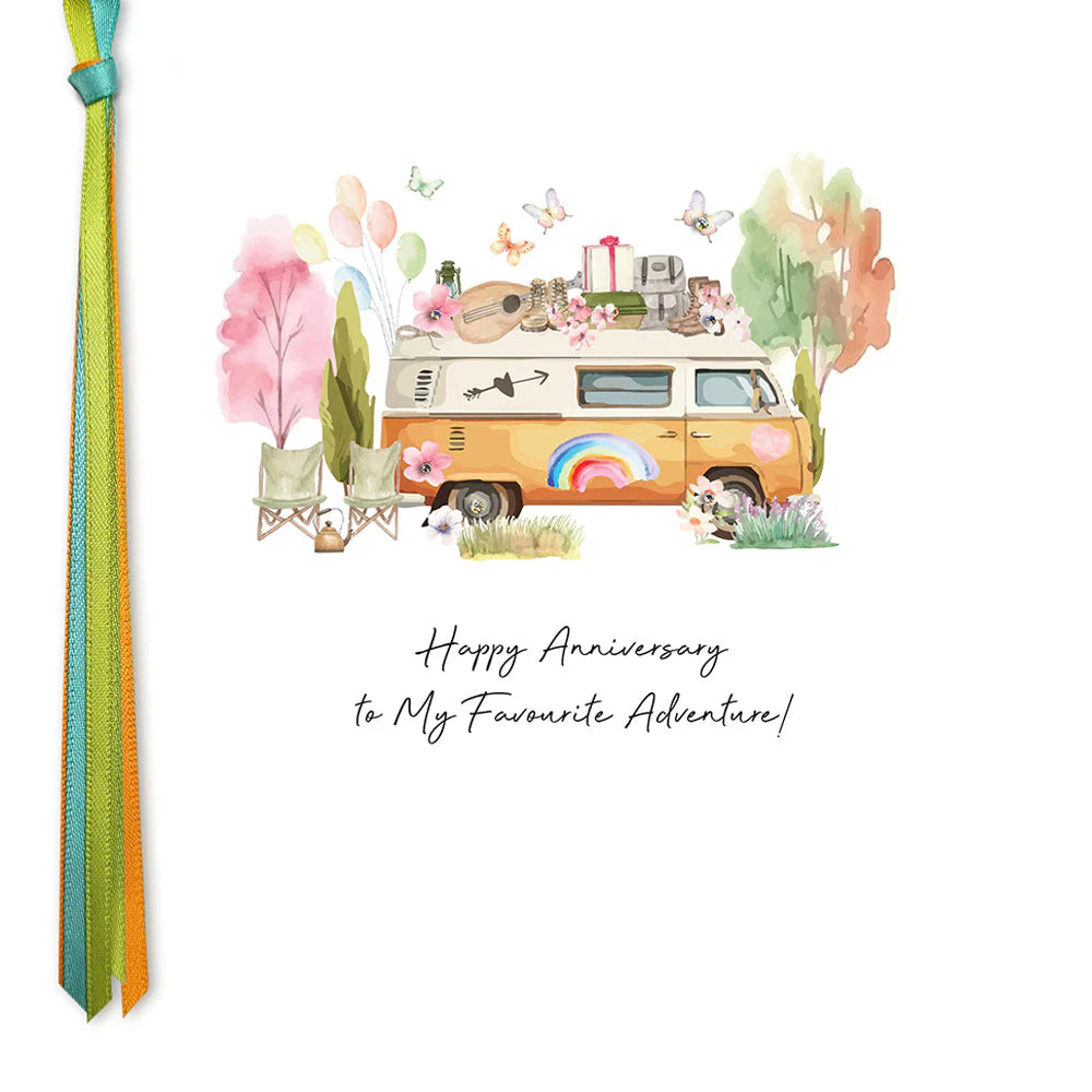 Five Dollar Shake Ribbon & Roses My Favourite Adventure! Anniversary Card
