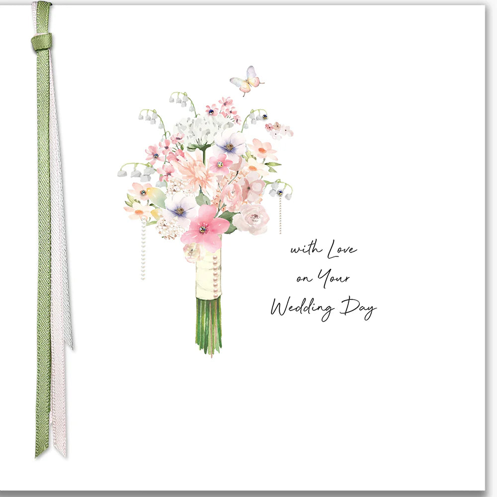 Five Dollar Shake Ribbon & Roses With Love On Your Wedding Day Card