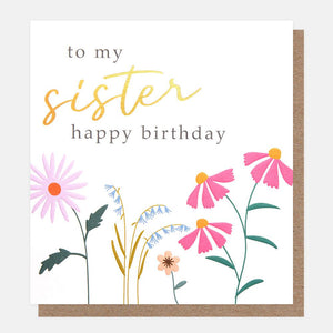 Caroline Gardner Meadow Flowers Birthday Card For Sister