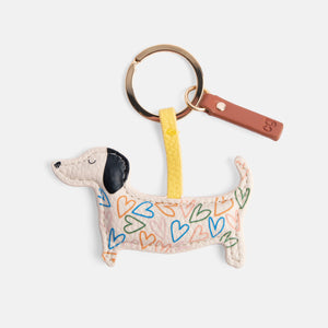 Caroline Gardner Multi Heart Print Sausage Dog Novelty Keyring