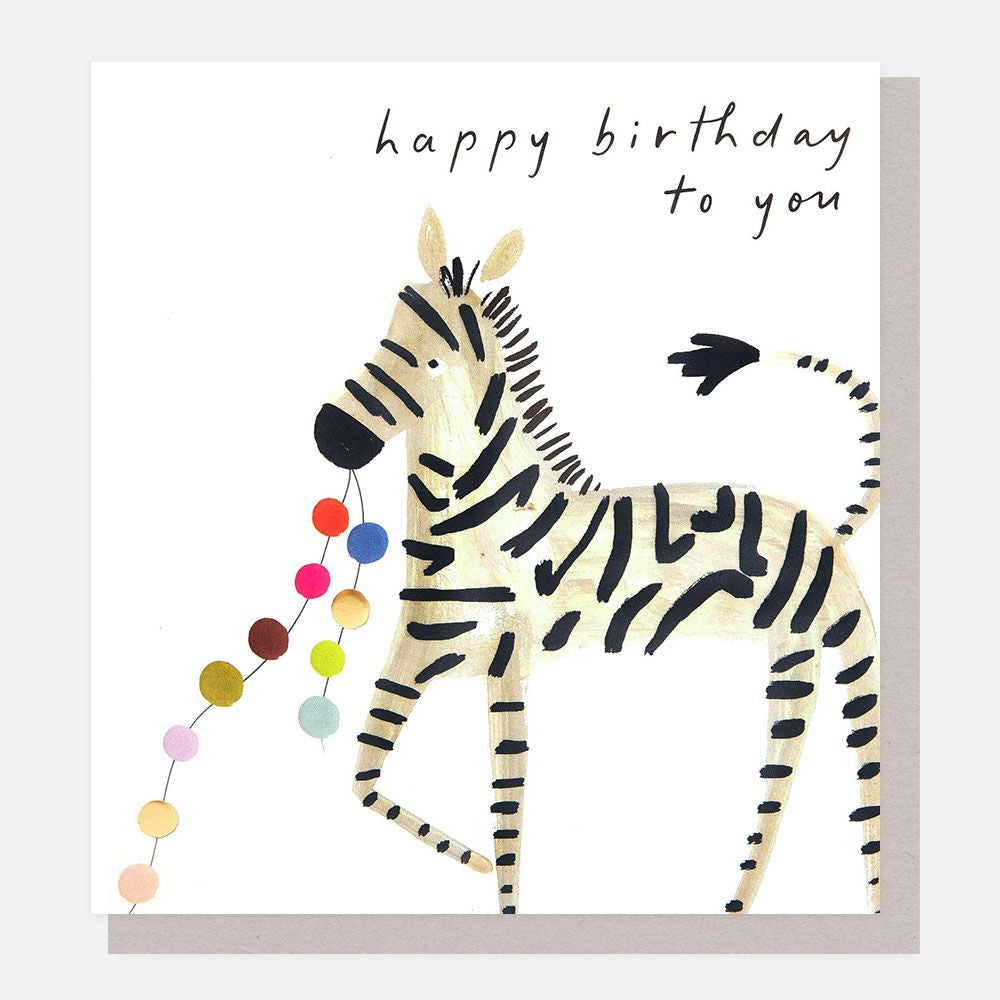Caroline Gardner Zebra with Garland Birthday Card