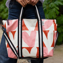Load image into Gallery viewer, Caroline Gardner Pink &amp; Orange Checkmate Hearts Weekend Bag
