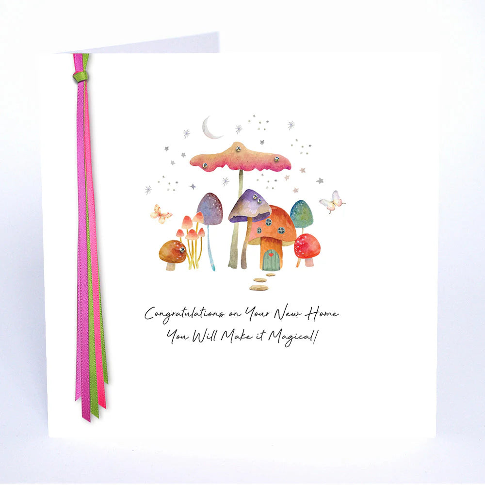 Five Dollar Shake Ribbon & Roses Congratulations On Your New Home You Will Make It Magical! Card