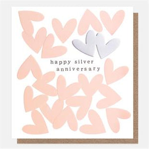 Caroline Gardner Happy Silver Anniversary Hearts Card