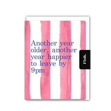 Load image into Gallery viewer, Floh Another Year Happier to Leave by 9 (Raspberry Stripes) Birthday Card
