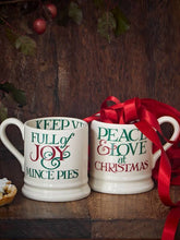 Load image into Gallery viewer, Emma Bridgewater Christmas Toast &amp; Marmalade Peace &amp; Love 1/2 Pint Mug
