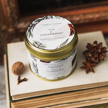 Load image into Gallery viewer, Toasted Crumpet Fir &amp; Cedarwood Candle in a Matt Gold Tin
