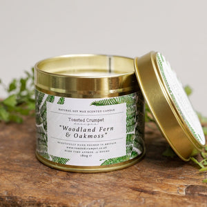 Toasted Crumpet Fern & Oakmoss Candle in a Matt Gold Tin