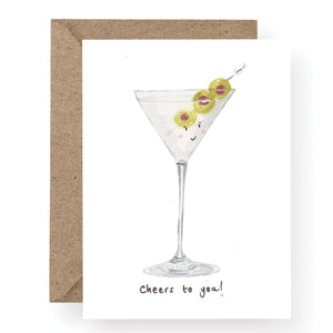 Western Sketch Martini Cheers To You Card