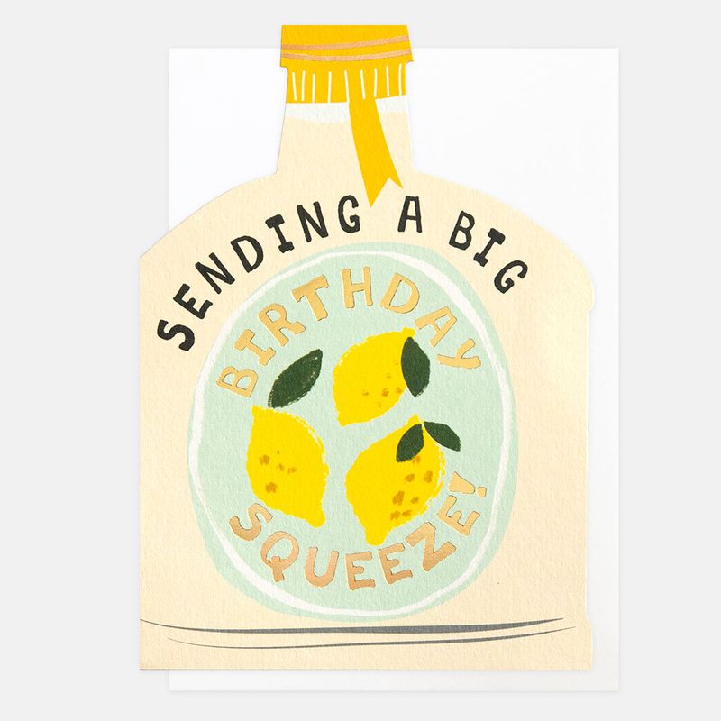 Caroline Gardner Big Squeeze Lemons Bottle Birthday Card