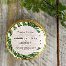 Load image into Gallery viewer, Toasted Crumpet Fern &amp; Oakmoss Candle in a Matt Gold Tin
