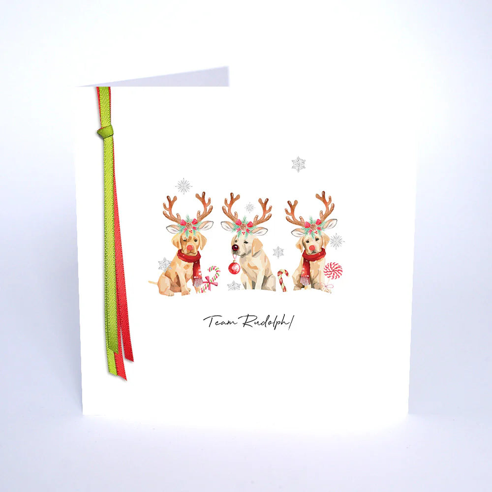 Five Dollar Shake Ribbon Candy Team Rudolph! Small Christmas Card