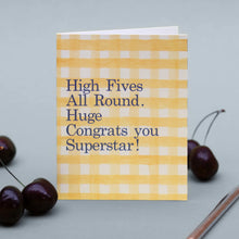 Load image into Gallery viewer, Floh High Fives All Round (Lemon Gingham) Card
