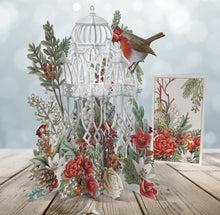 Load image into Gallery viewer, Paper D’Art Christmas Flower Cage, 3D Pop Up Christmas Card
