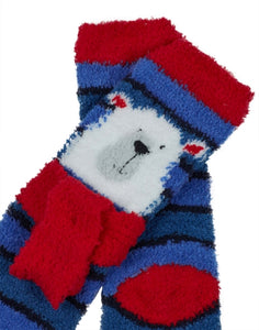 Joules Fluffy Socks - Blue Polar Bear Sizes 9-12 / 13-3