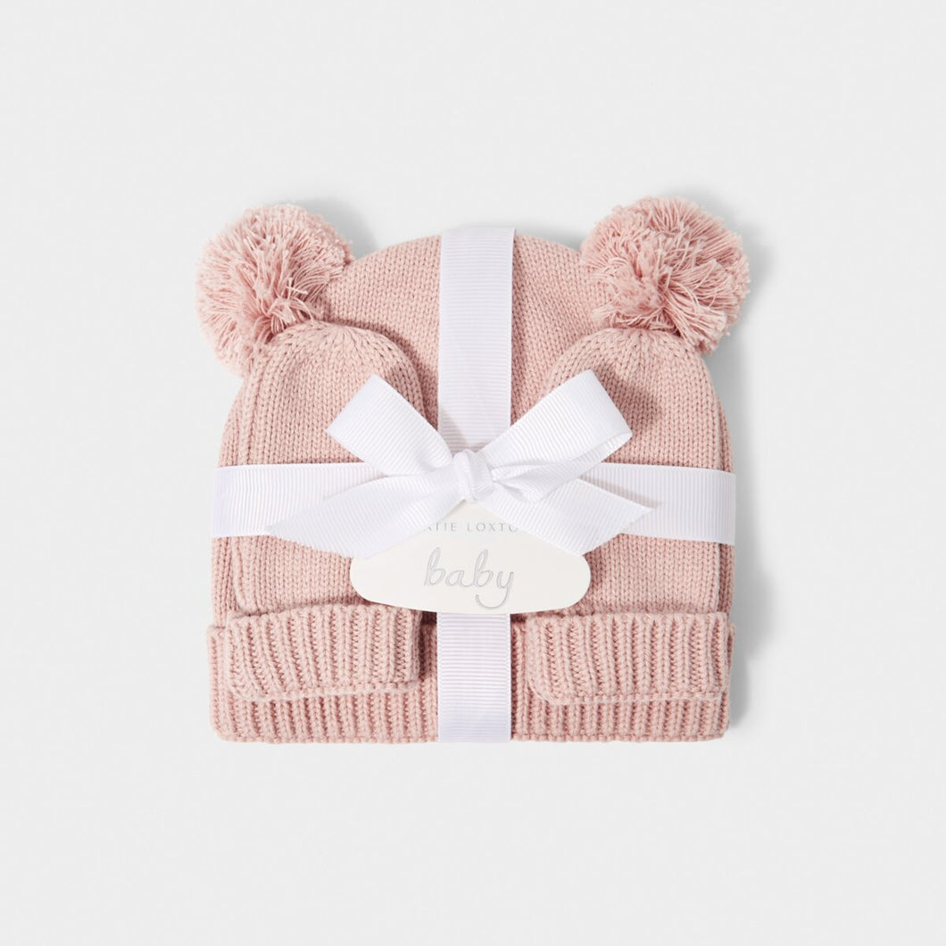 Katie Loxton Baby Hat & Mittens Set / Pink
