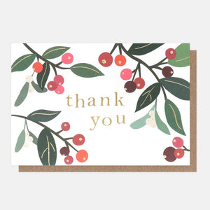 Caroline Gardner Foliage & Berries Small Thank You Card Pack of 10