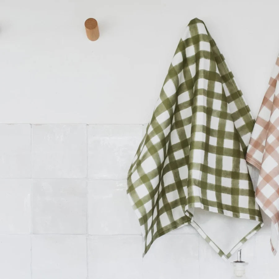 Plewsy Green Gingham Tea Towel