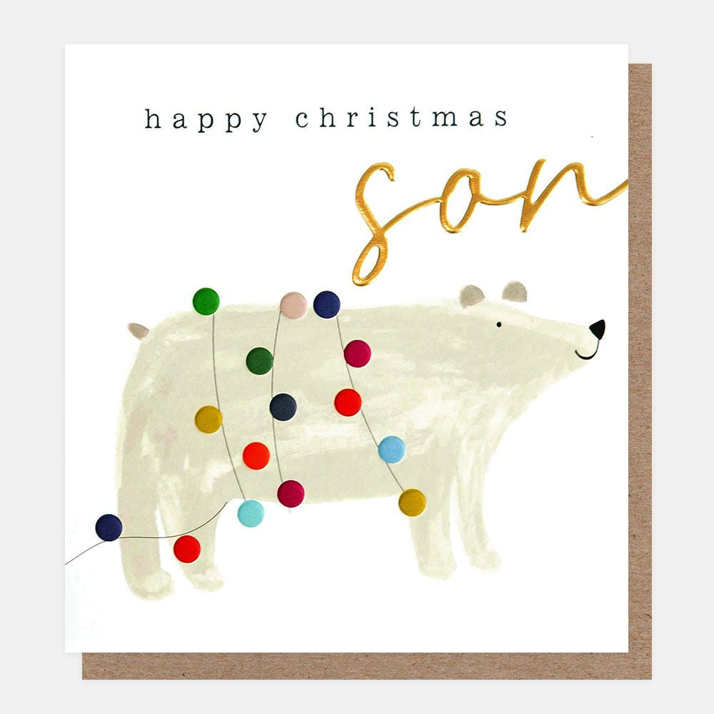 Caroline Gardner Polar Bear & Lights Happy Christmas Son Card