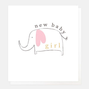 Caroline Gardner New Baby Girl Pink Elephant Card