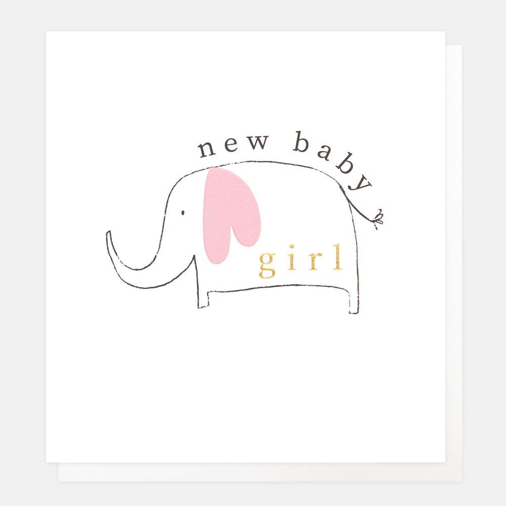 Caroline Gardner New Baby Girl Pink Elephant Card