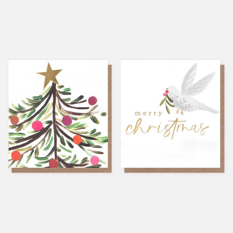 Caroline Gardner Tree & Dove Mixed Charity Christmas Cards Pack of 8
