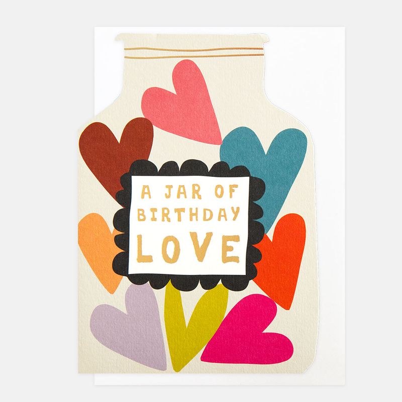 Caroline Gardner Love Hearts Jar Birthday Card