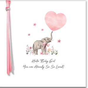 Five Dollar Shake Ribbon & Roses Hello Baby Girl You Are Already So Loved! Card