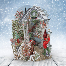 Load image into Gallery viewer, Paper D’Art Santa’s Shed, 3D Pop Up Christmas Card
