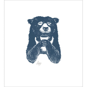 Woodmansterne ‘The Print Emporium’ Bear With Coffee Card