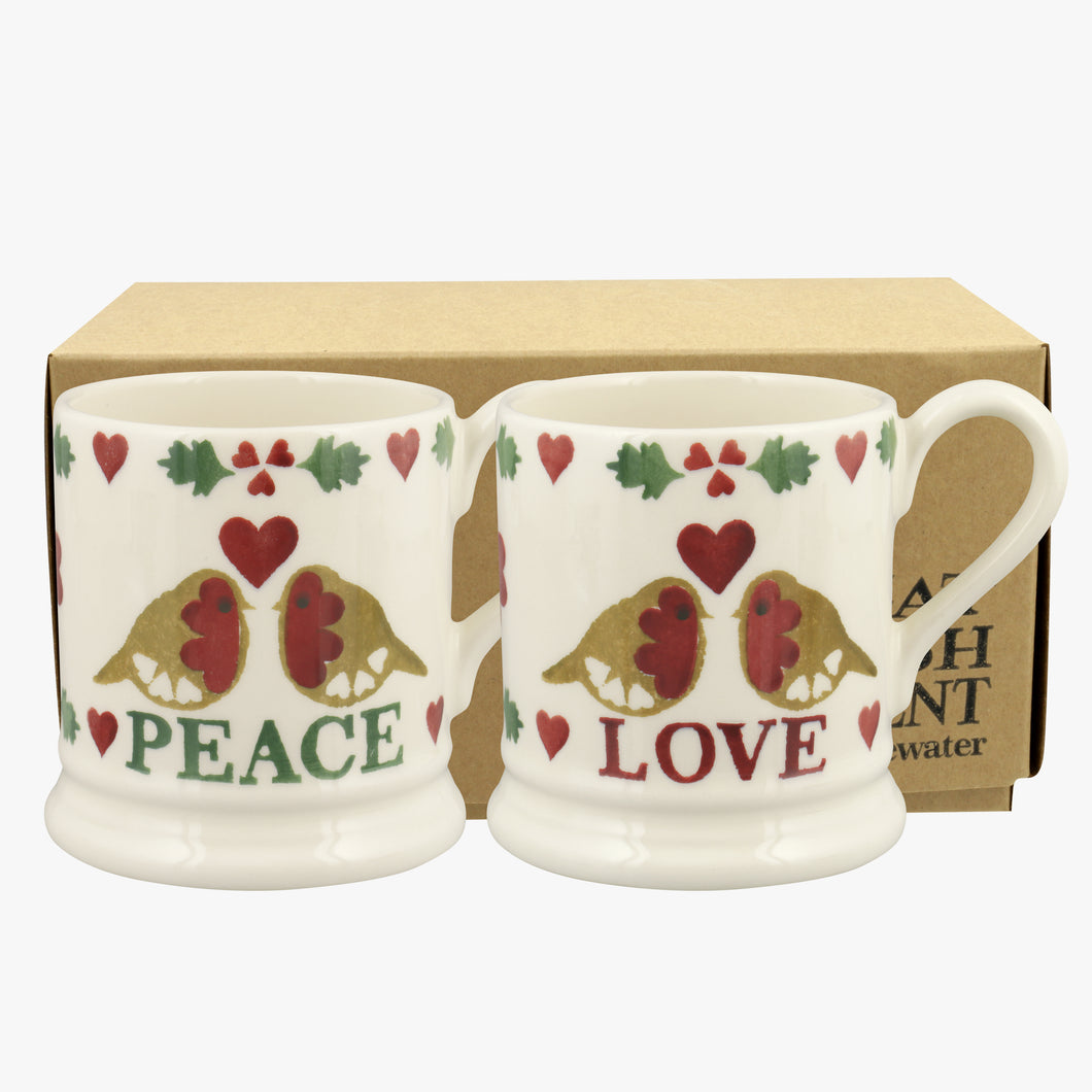 Emma Bridgewater Christmas Joy Set Of 2 1/2 Pint Mugs