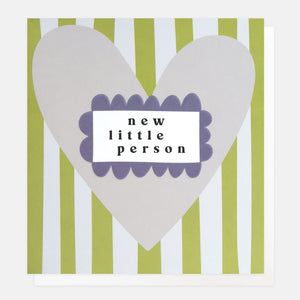 Caroline Gardner New Little Person Khaki Stripe New Baby Card