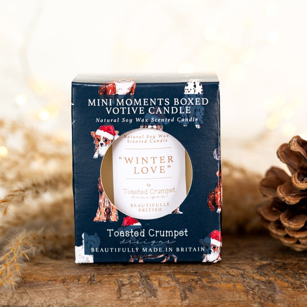 Toasted Crumpet Christmas Dogs (Winter Love) Mini Votive Boxed Candle