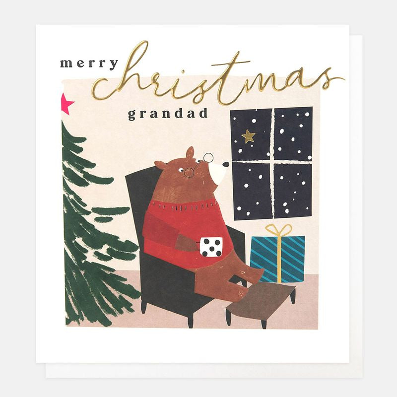 Caroline Gardner Sitting Bear Christmas Card For Grandad